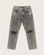 Uneffected - Distressed Charcoal Acid Wash Jeans | Signature Embroidery