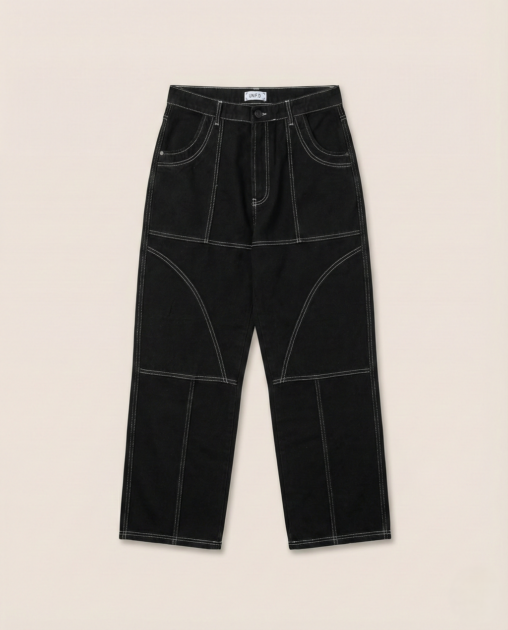 2Y Premium - Contrast Stitch Panelled Jeans | Jet Black
