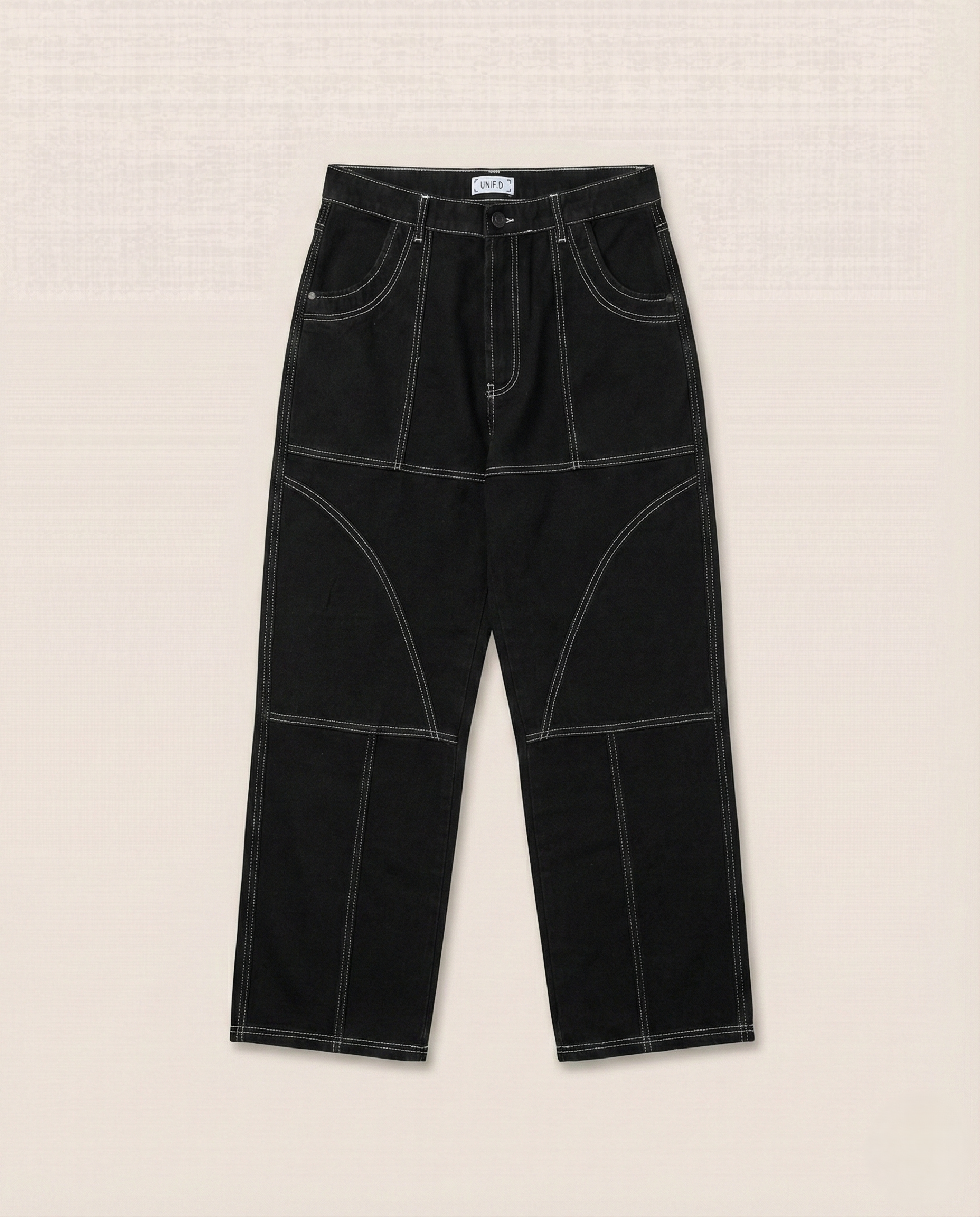 2Y Premium - Contrast Stitch Panelled Jeans | Jet Black