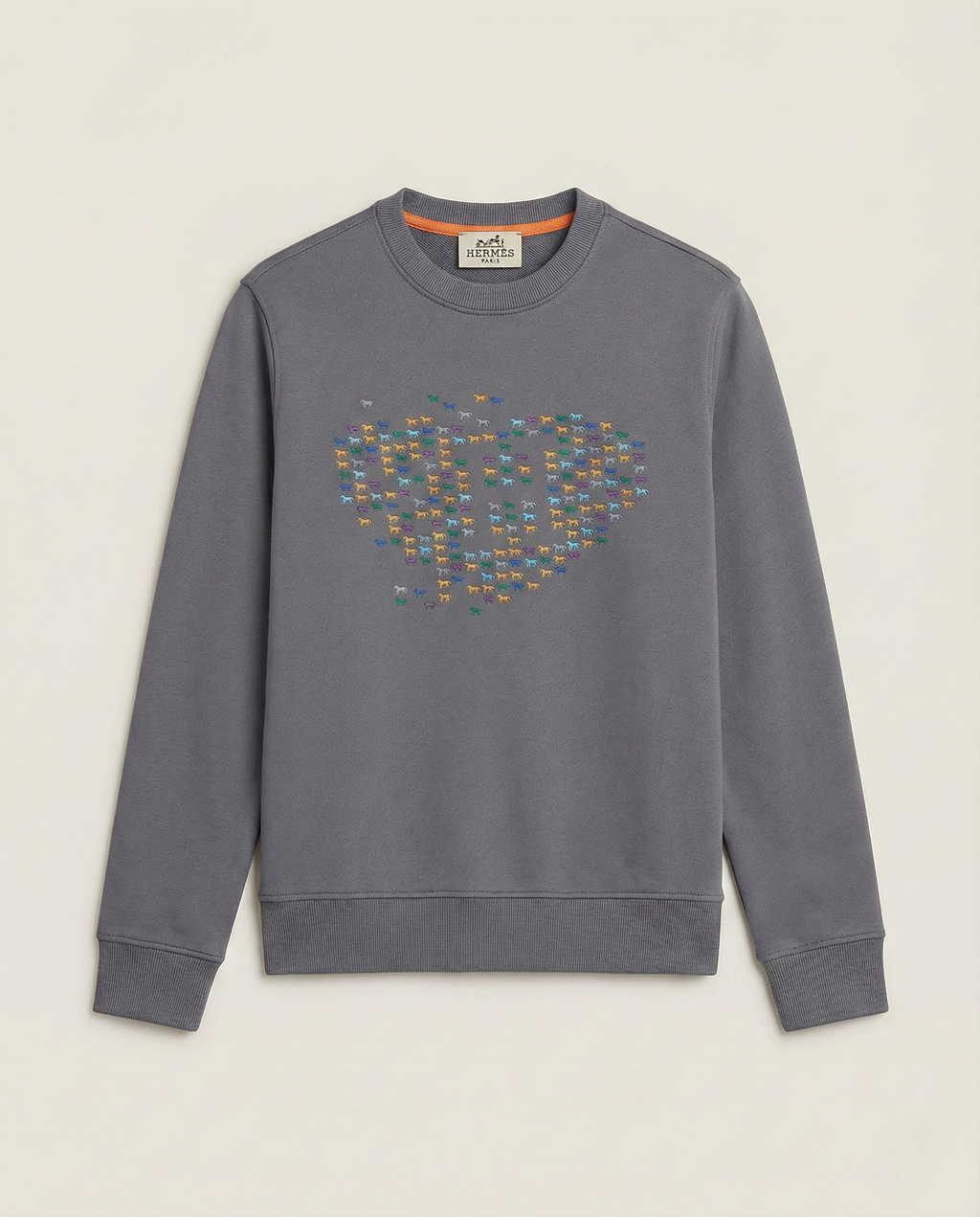 Hermès - Multicolor "Micro-Cheval" Motif Sweatshirt - Slate Grey