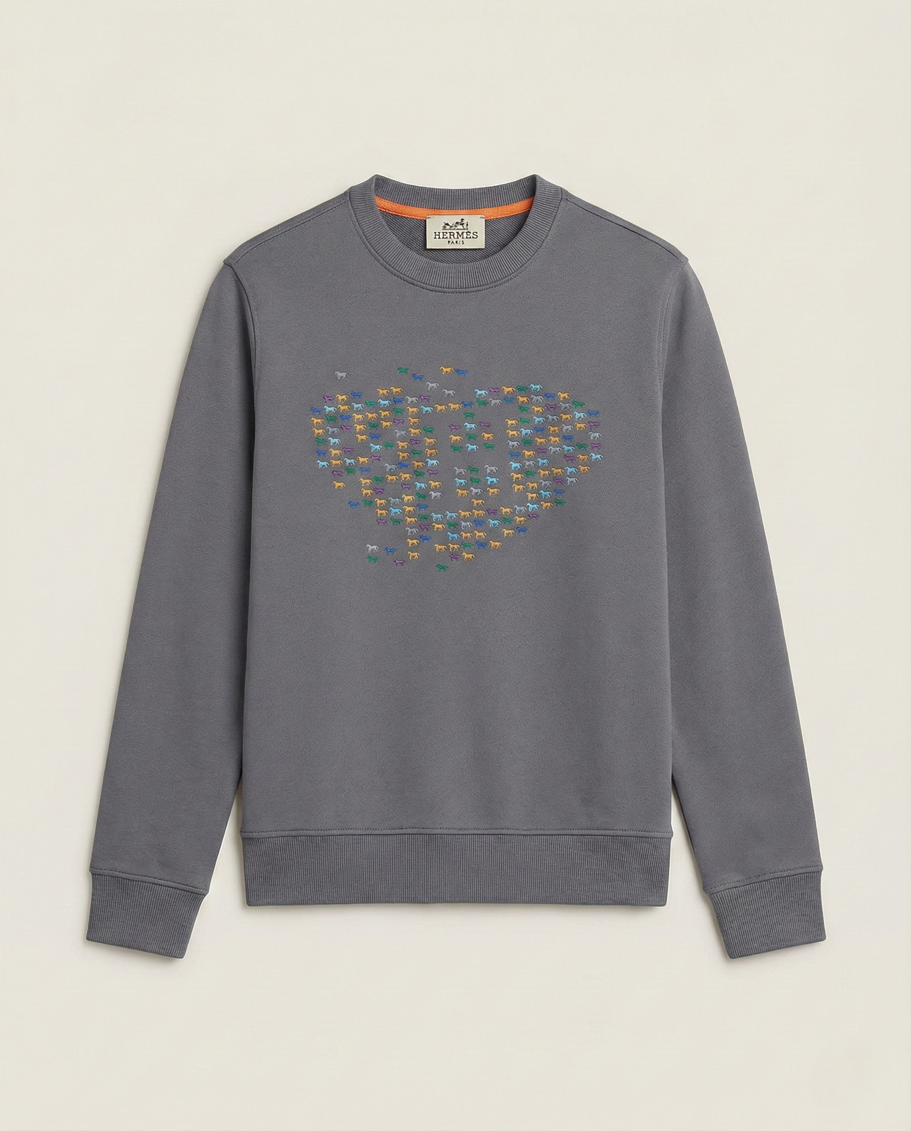 Hermès - Multicolor "Micro-Cheval" Motif Sweatshirt - Slate Grey