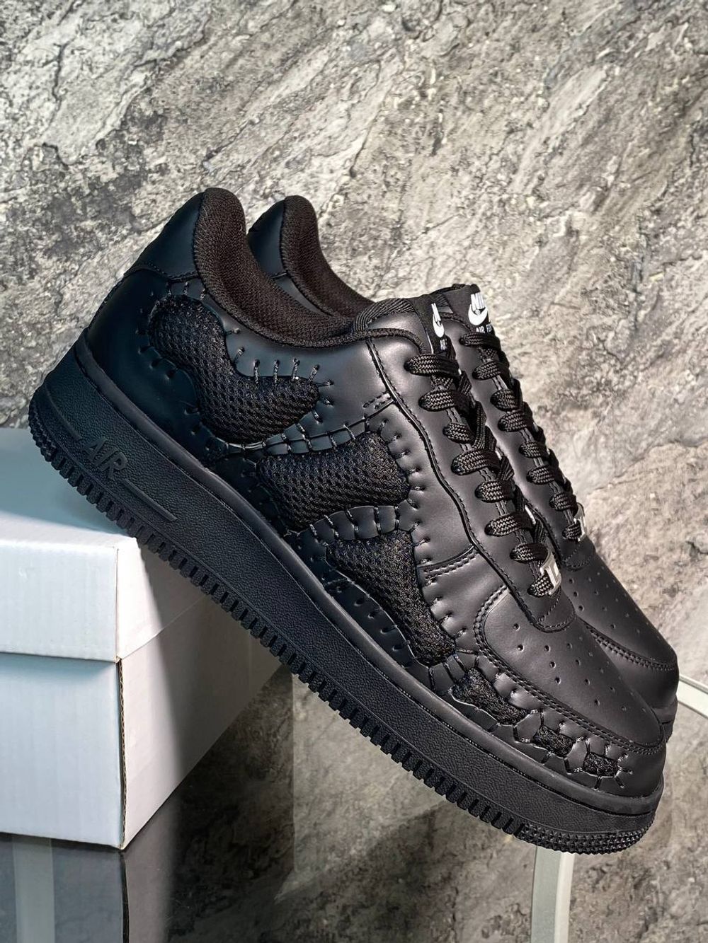 Nike - Air Force 1 Low Premium - Triple Black Woven Stitch