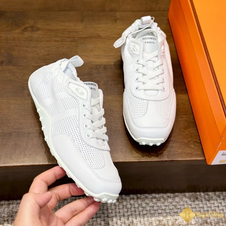 Hermès - White Perforated Leather Sneakers