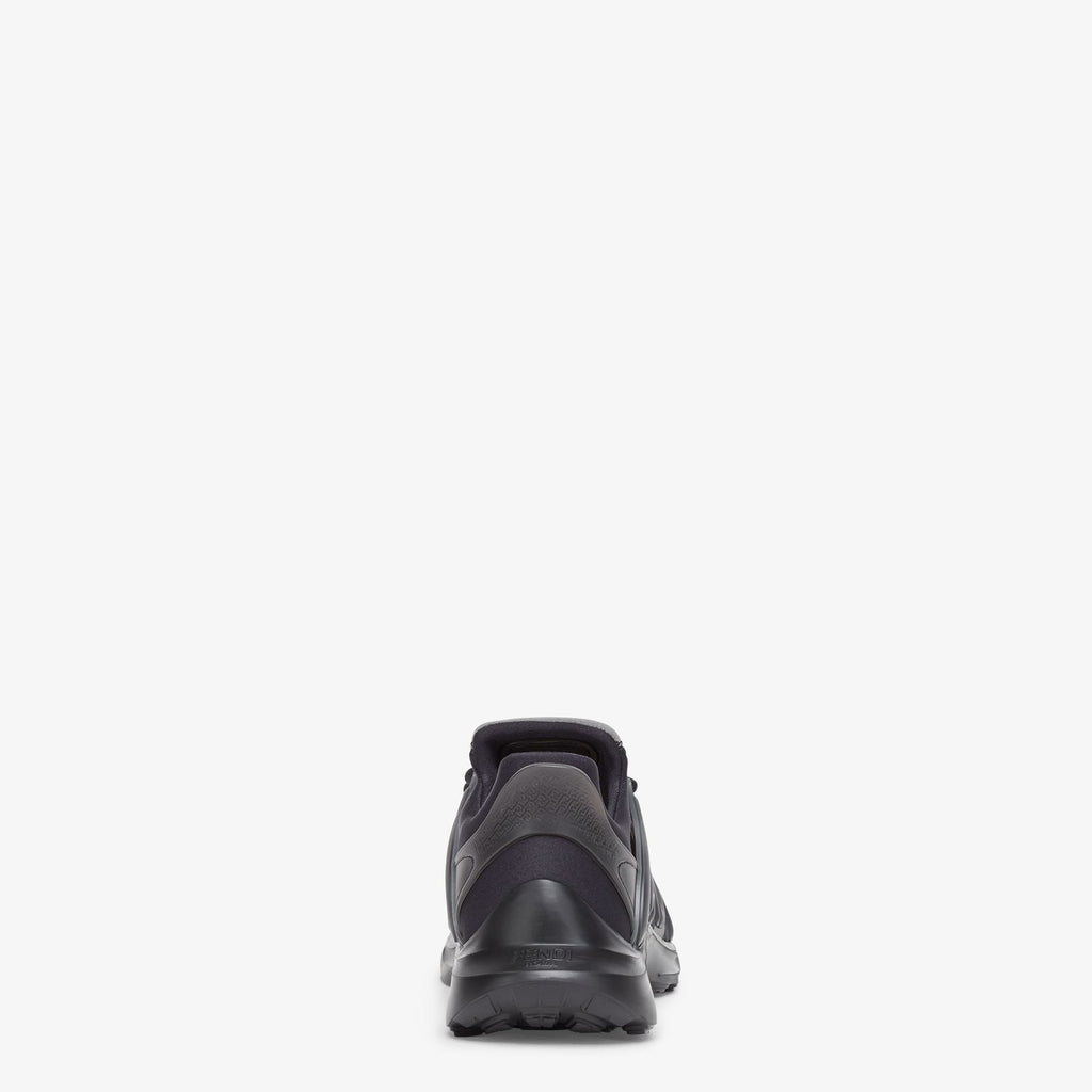 Fendi Flow Sneakers - Dark Grey Mesh & Black Sculpted Logo Cage