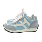 Hermès - "Quicker" Suede & Leather Trainers - Light Blue/Grey