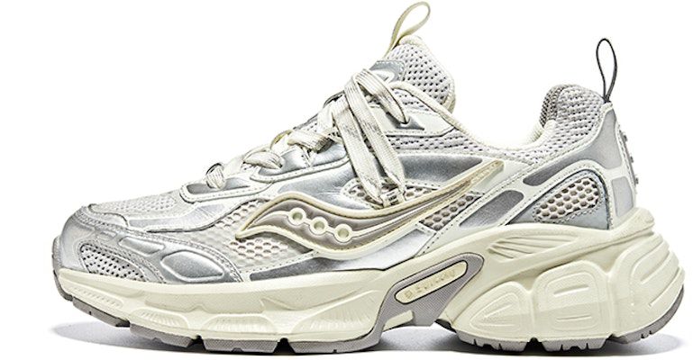 Saucony - Chunky Mesh Sneakers - Metallic Silver/White