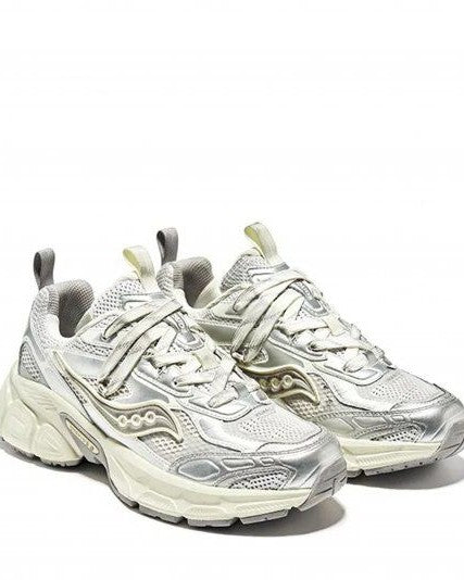 Saucony - Chunky Mesh Sneakers - Metallic Silver/White