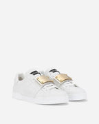 Dolce & Gabbana - Portofino Leather Sneakers with Gold Plaque