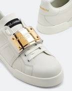 Dolce & Gabbana - Portofino Leather Sneakers with Gold Plaque