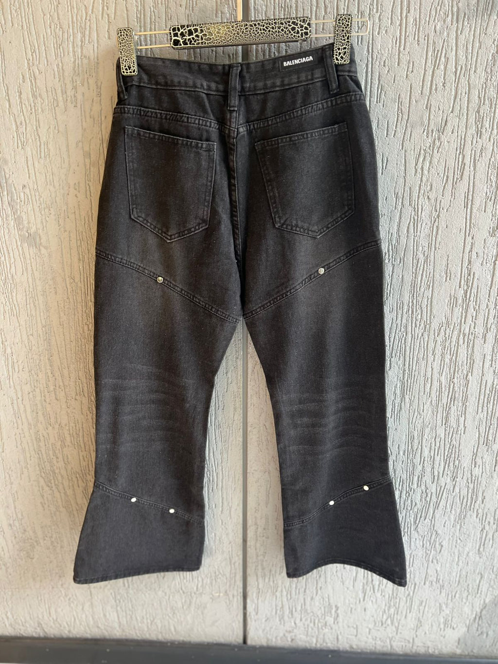 Balenciaga - Studded Panel Flared Jeans - Washed Black