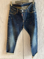 Dsquared2 - Paint-Splatter Distressed Slim Jeans | Dark Wash Denim