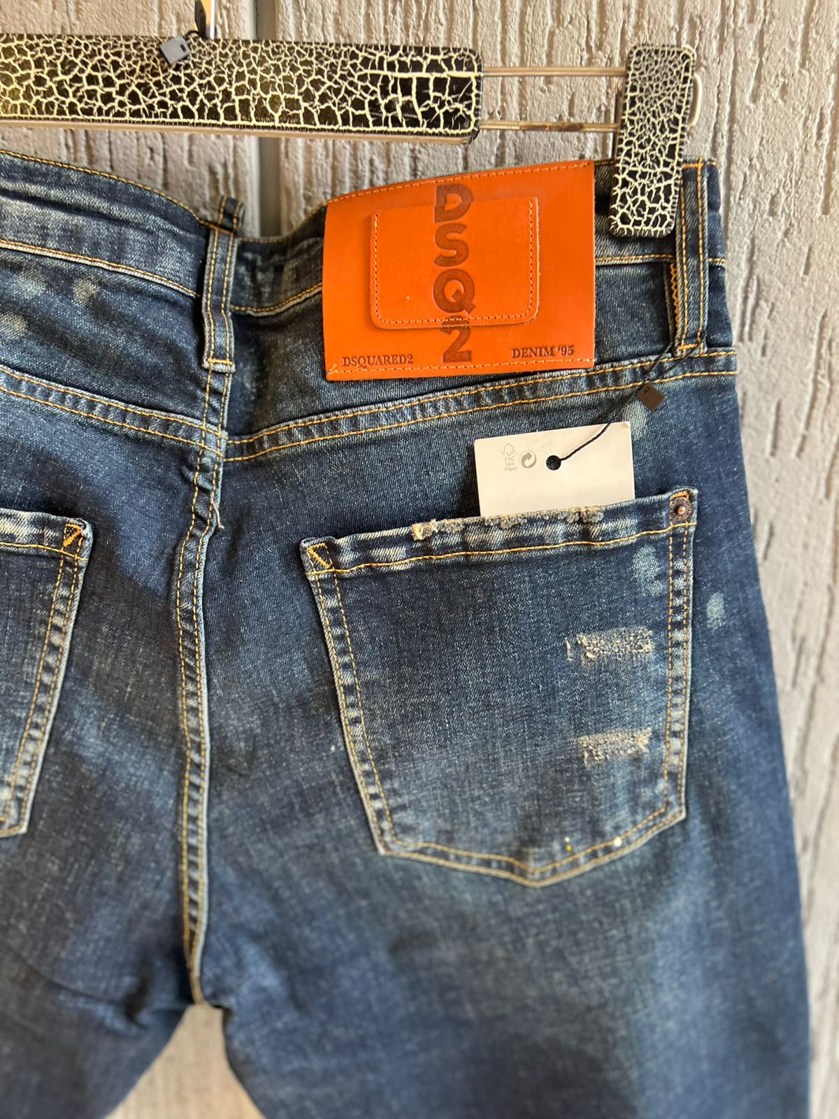 Dsquared2 - Paint-Splatter Distressed Slim Jeans | Dark Wash Denim