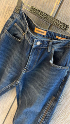 2Y Premium - Side-Zip Detail Slim Jeans | Mid-Blue Stone Wash