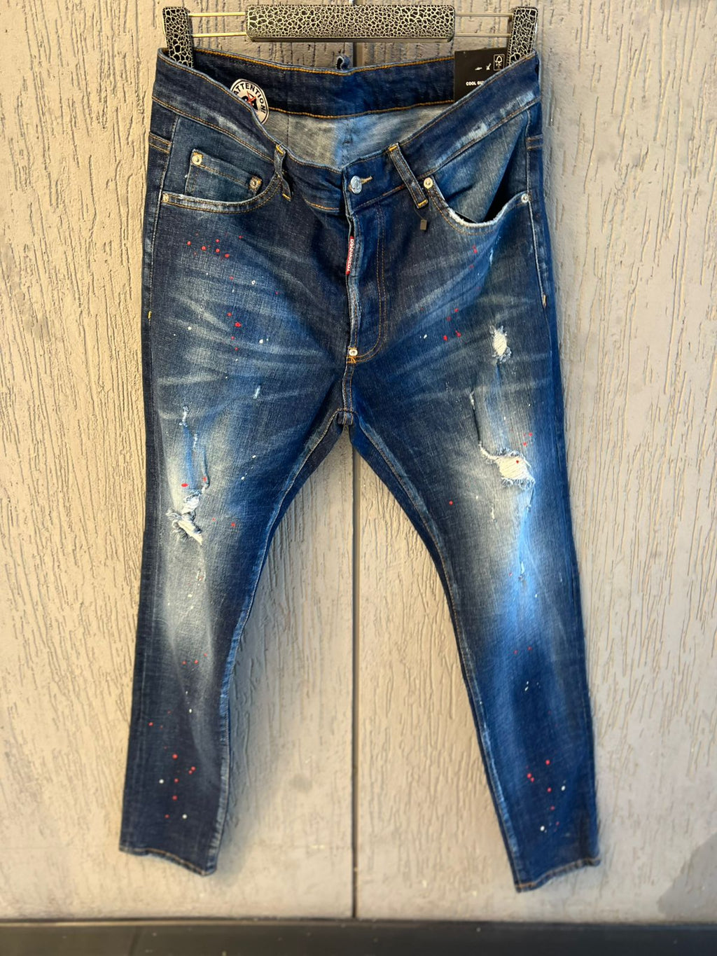Dsquared2 - Ripped Paint-Splatter Slim Jeans | Vintage Indigo Wash