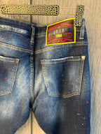 Dsquared2 - Ripped Paint-Splatter Slim Jeans | Vintage Indigo Wash