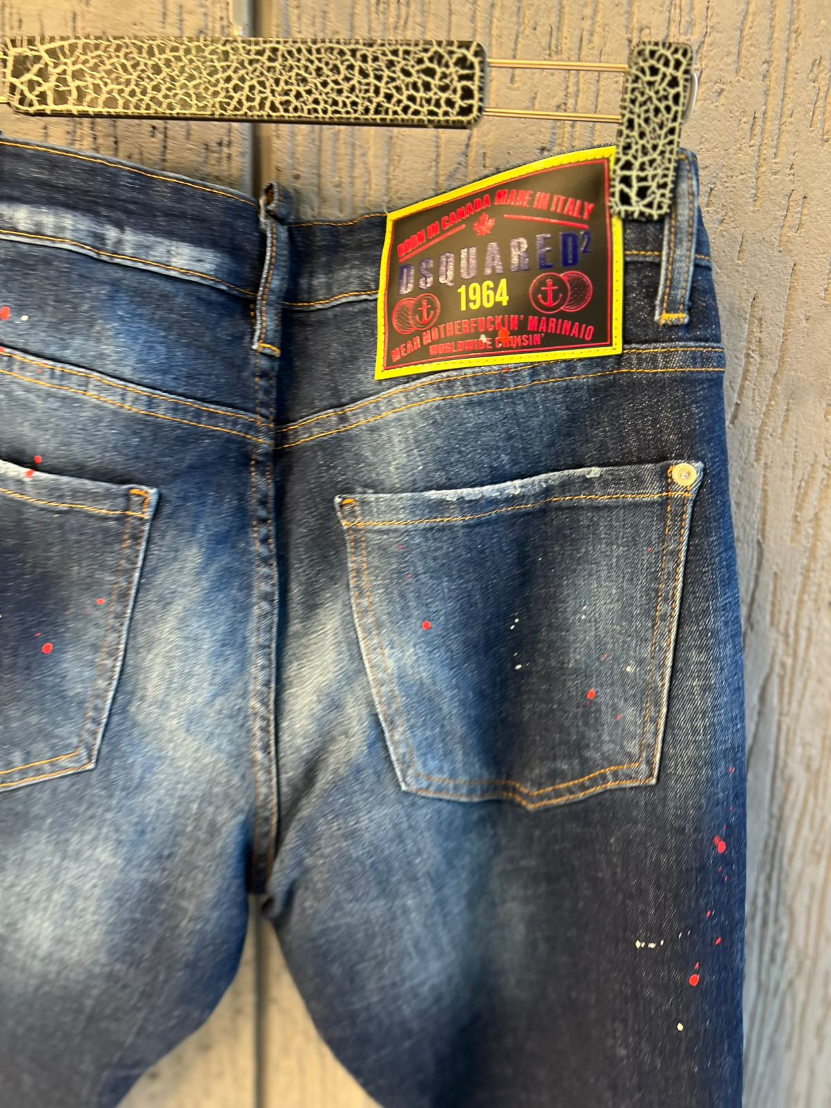 Dsquared2 - Ripped Paint-Splatter Slim Jeans | Vintage Indigo Wash