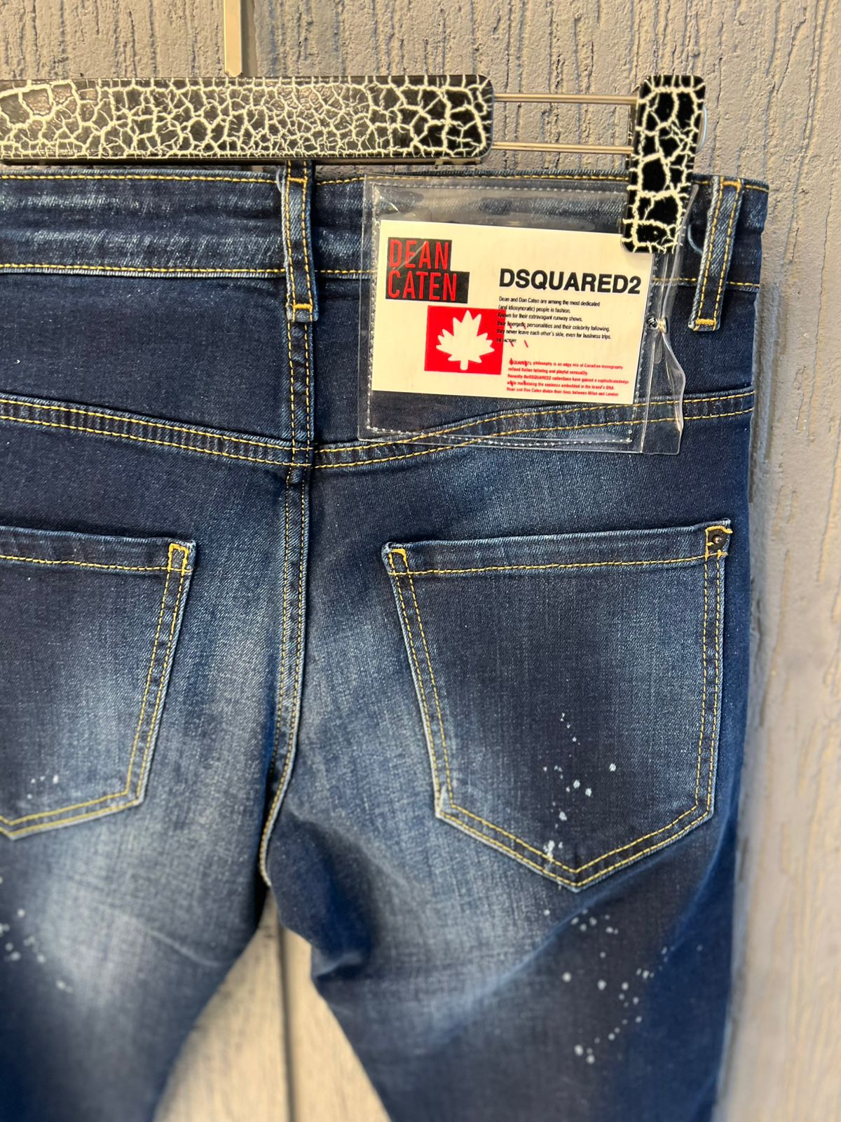 Dsquared2 - Distressed Paint-Splatter Slim Jeans | Indigo Wash