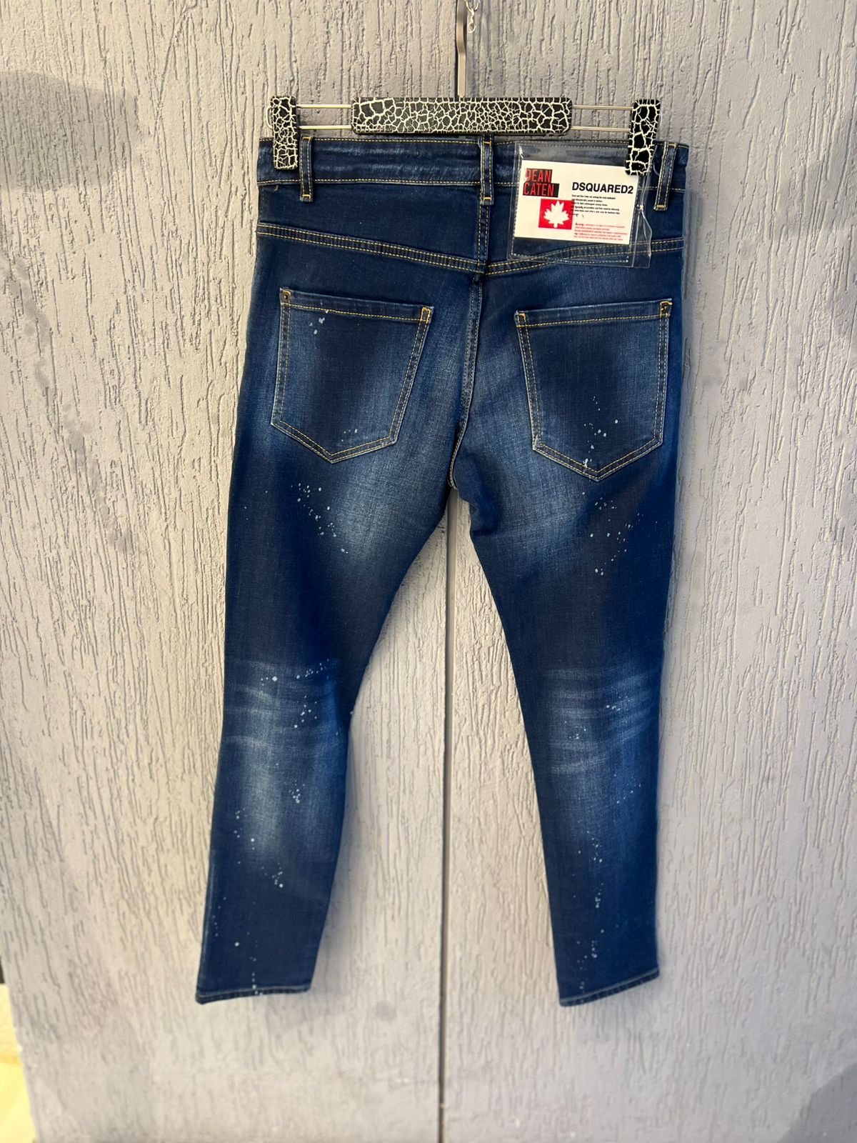 Dsquared2 - Distressed Paint-Splatter Slim Jeans | Indigo Wash
