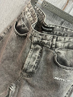 Uneffected - Distressed Charcoal Acid Wash Jeans | Signature Embroidery