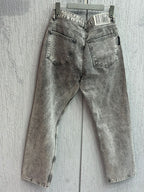 Uneffected - Distressed Charcoal Acid Wash Jeans | Signature Embroidery