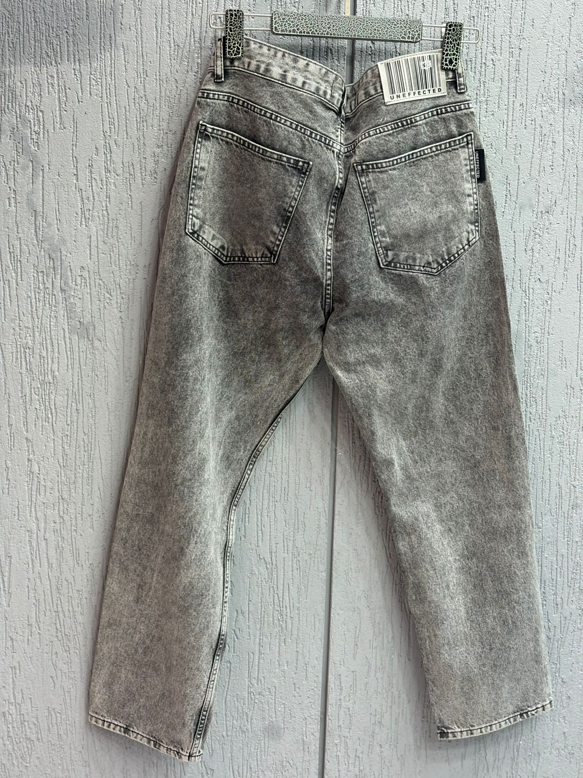 Uneffected - Distressed Charcoal Acid Wash Jeans | Signature Embroidery