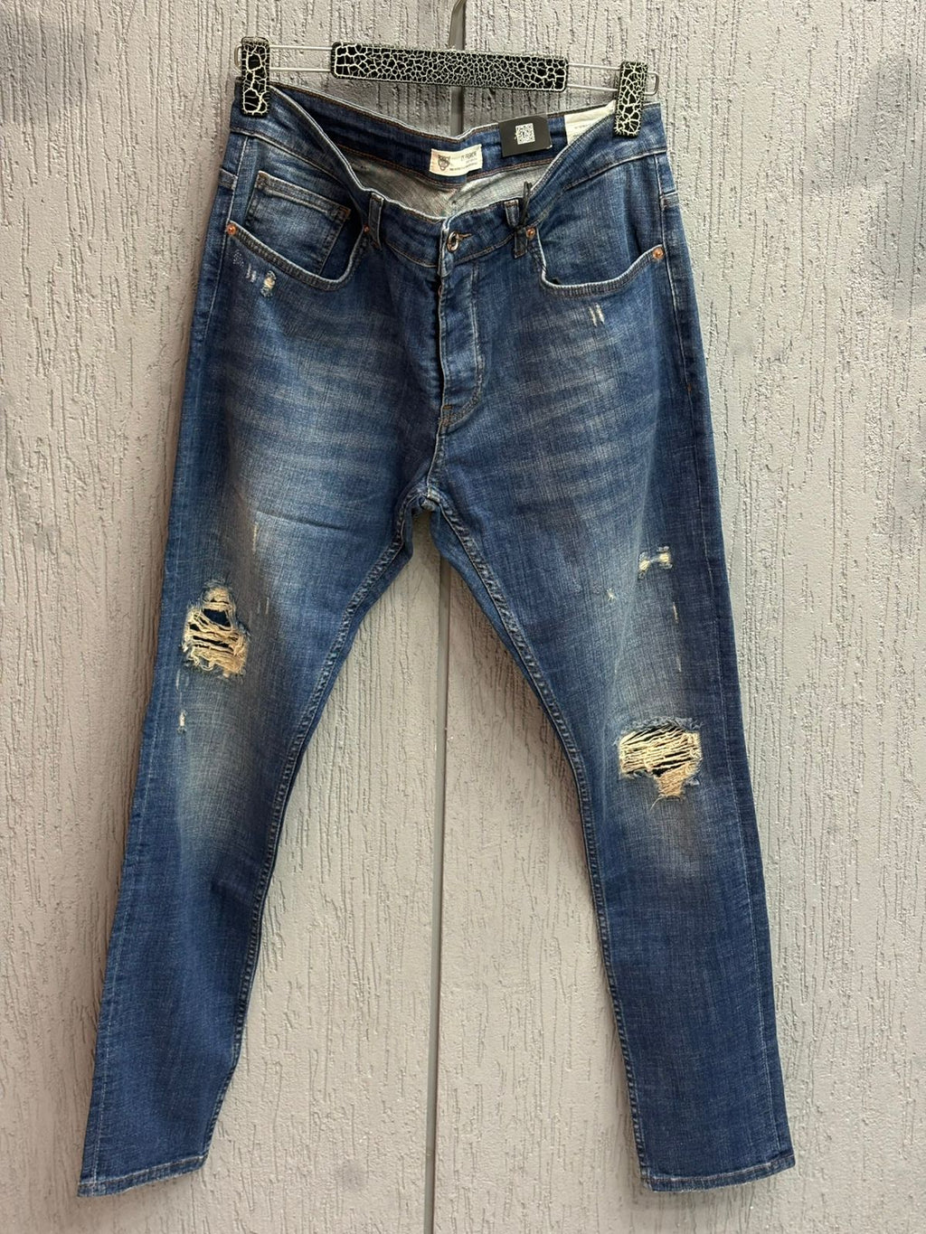 2y Premium - Vintage Medium Blue Ripped Jeans | Slim Tapered Fit