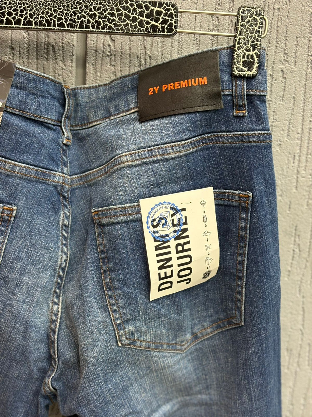 2y Premium - Vintage Medium Blue Ripped Jeans | Slim Tapered Fit