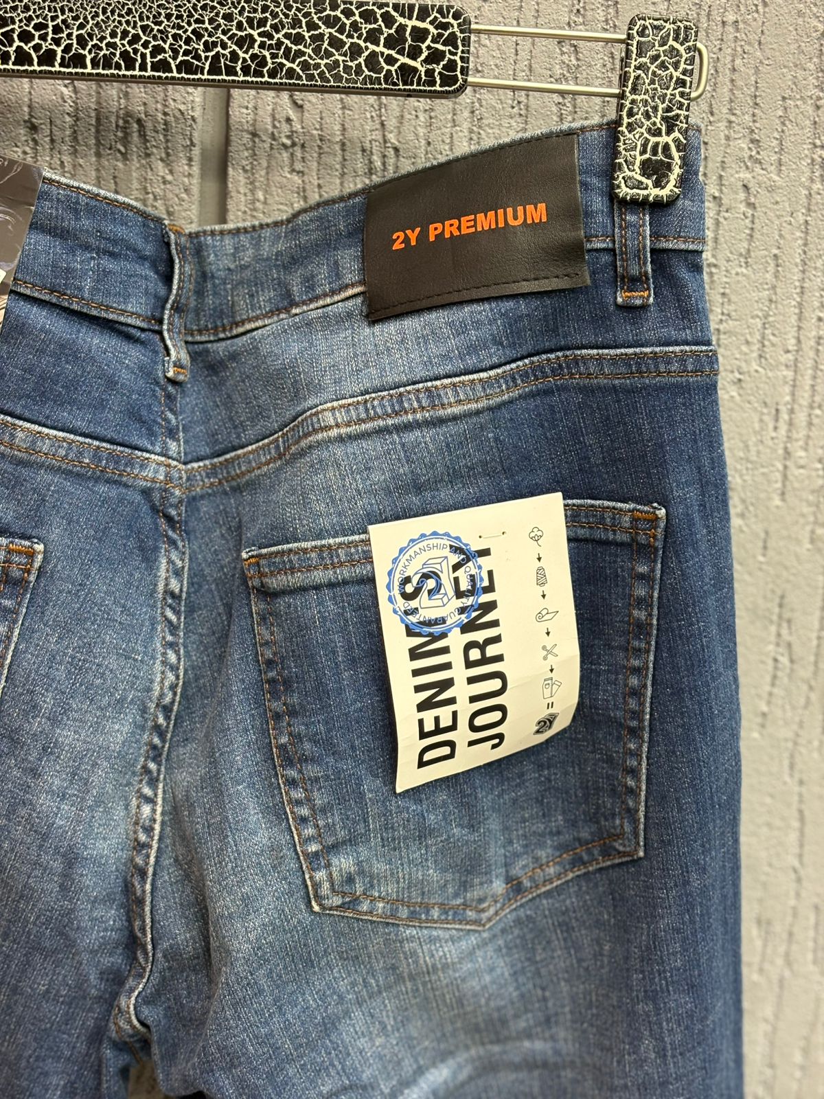 2y Premium - Vintage Medium Blue Ripped Jeans | Slim Tapered Fit