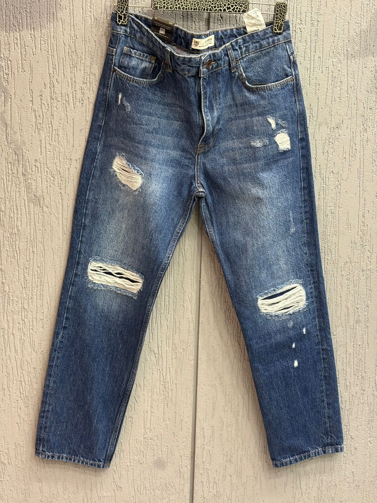 2Y Premium - Distressed Urban Tapered Jeans – Vintage Medium Blue