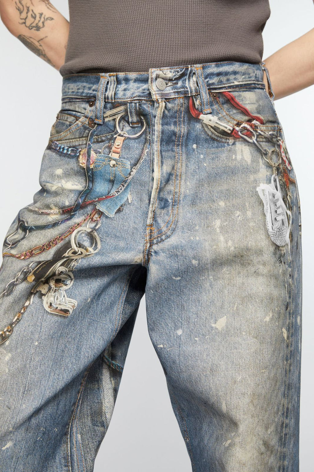 Acne Studios - Loose Fit Distressed Jeans – Vintage Paint & Grunge Wash