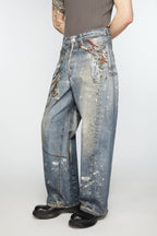 Acne Studios - Loose Fit Distressed Jeans – Vintage Paint & Grunge Wash