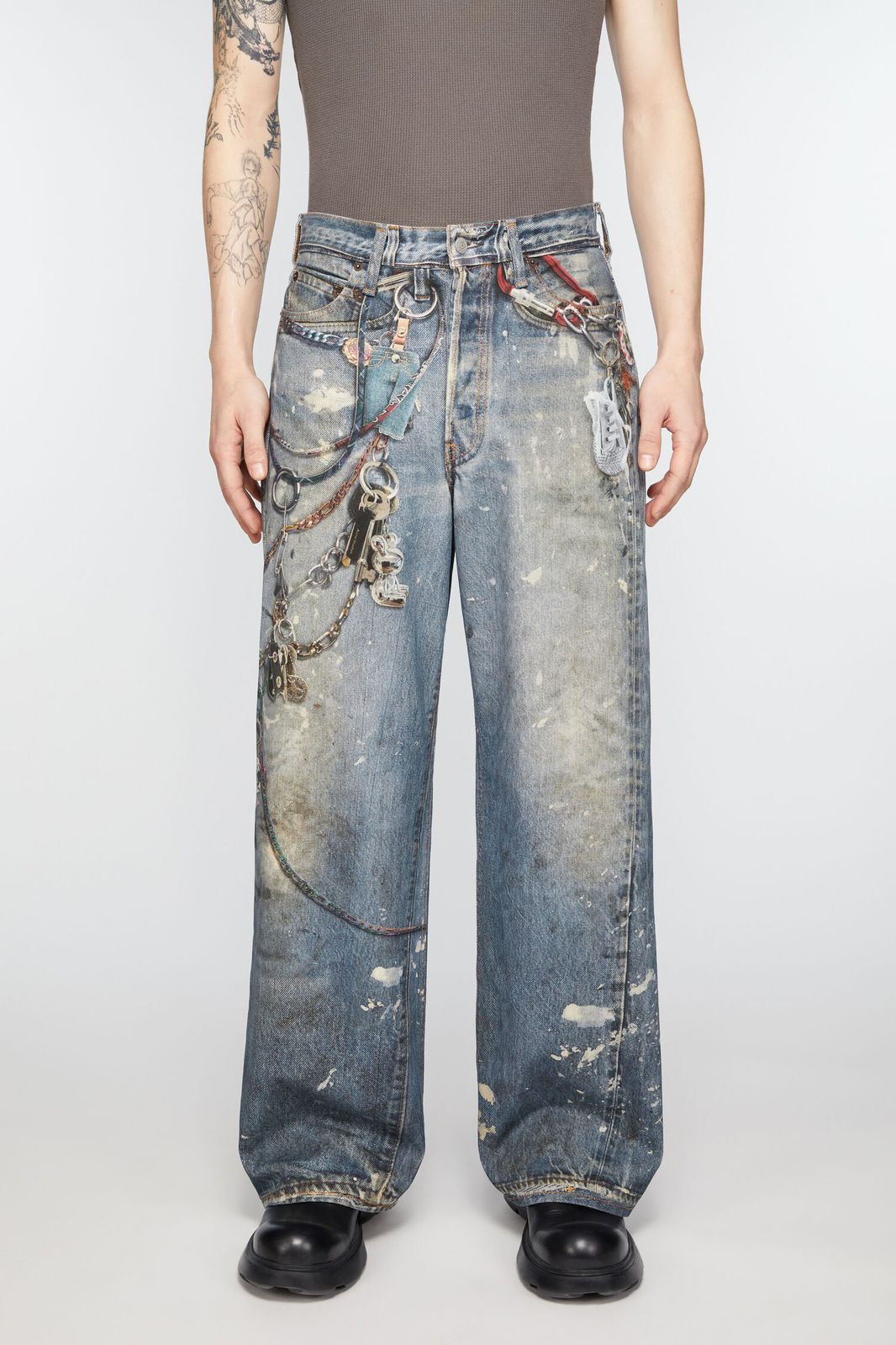 Acne Studios - Loose Fit Distressed Jeans – Vintage Paint & Grunge Wash