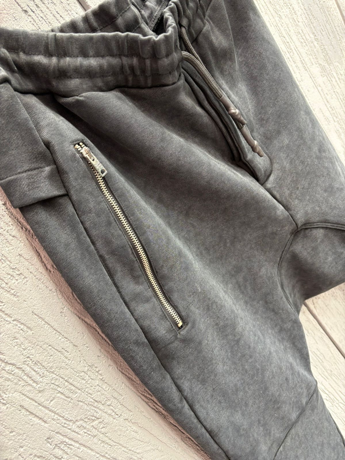 Black Island - Acid Wash Drop-Crotch Utility Joggers – Charcoal