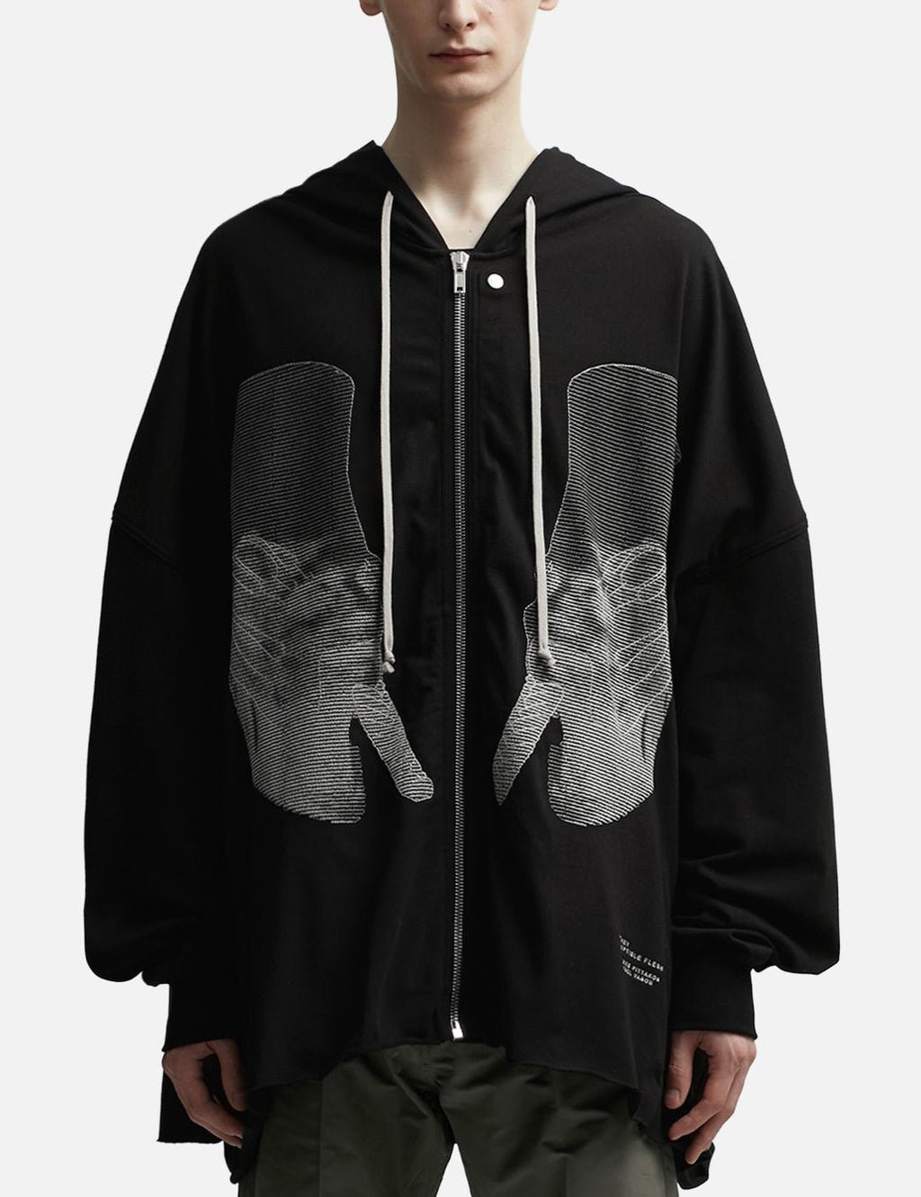 Rick Owens - DRKSHDW "Incorruptible" Graphic Zip Hoodie – Black/Pearl
