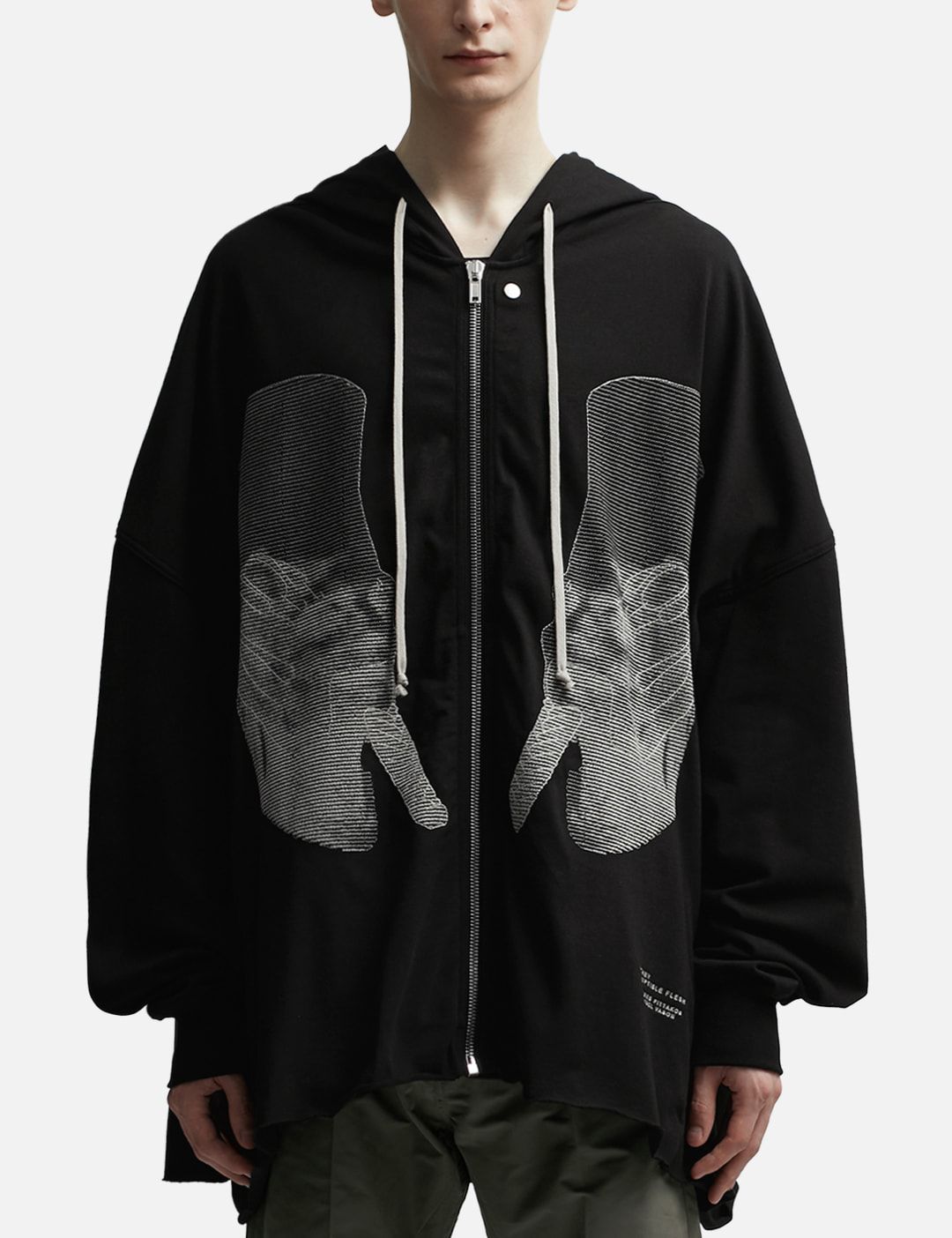 Rick Owens - DRKSHDW "Incorruptible" Graphic Zip Hoodie – Black/Pearl