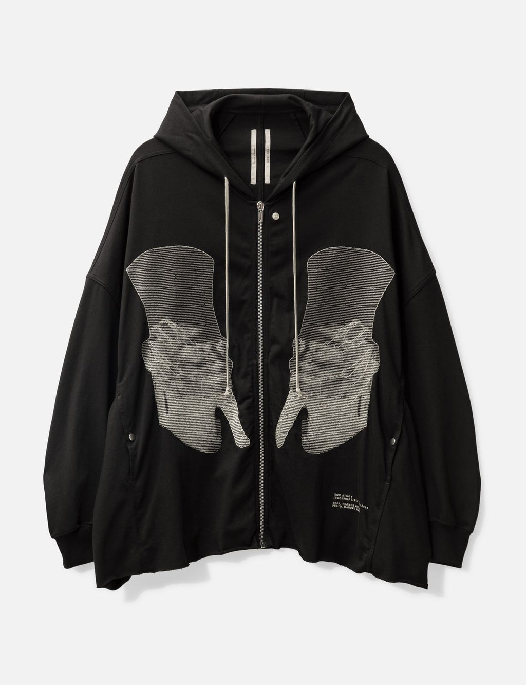 Rick Owens - DRKSHDW "Incorruptible" Graphic Zip Hoodie – Black/Pearl