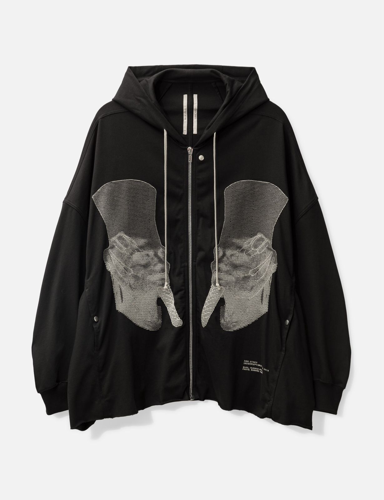 Rick Owens - DRKSHDW "Incorruptible" Graphic Zip Hoodie – Black/Pearl