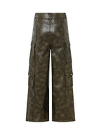 DDNPHH - Heavy Oil-Wash Vegan Leather Cargo Trousers – Dark Olive