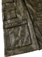 DDNPHH - Heavy Oil-Wash Vegan Leather Cargo Trousers – Dark Olive