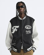 Zara - "Together Connected" Graphic Varsity Jacket - Black/White