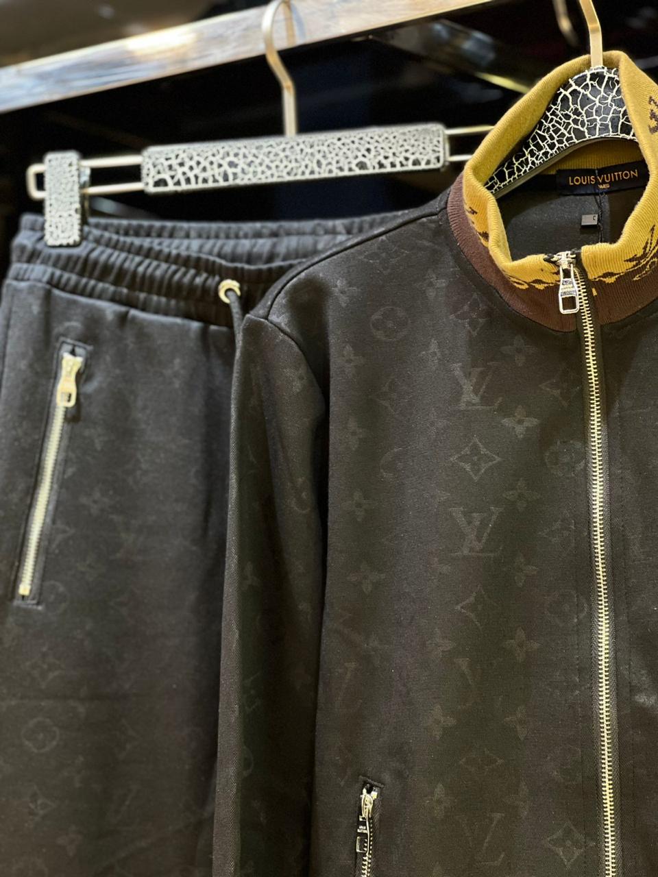 Louis Vuitton - Monogram Embossed Technical Tracksuit Set – Black & Gold