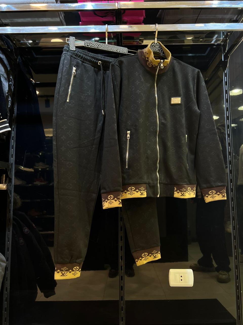 Louis Vuitton - Monogram Embossed Technical Tracksuit Set – Black & Gold