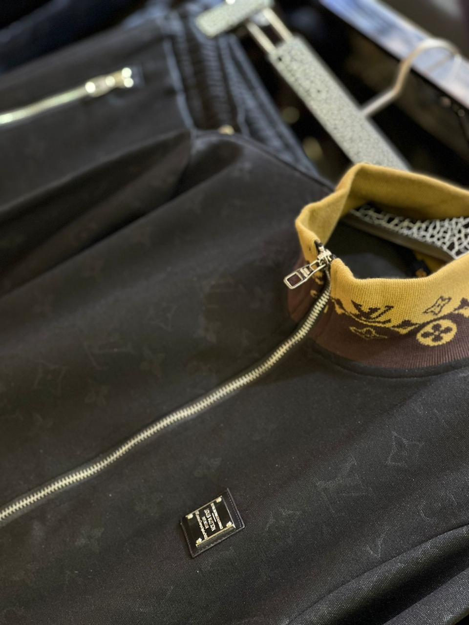 Louis Vuitton - Monogram Embossed Technical Tracksuit Set – Black & Gold