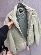 Zara - High-Neck Technical Padded Utility Jacket – Soft Sage