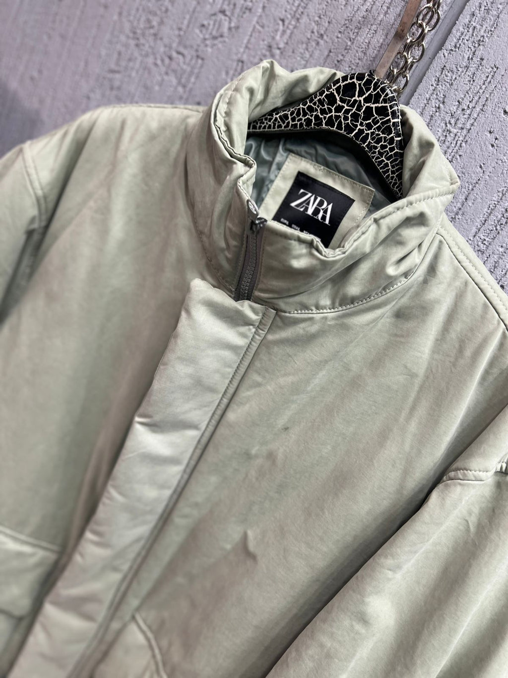 Zara - High-Neck Technical Padded Utility Jacket – Soft Sage