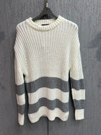 LAGOS - Signature Ribbed Knit Crewneck – Ivory & Slate Grey