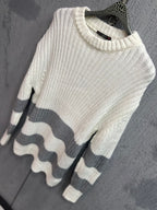 LAGOS - Signature Ribbed Knit Crewneck – Ivory & Slate Grey