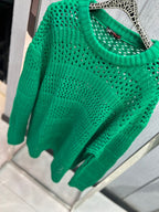 LAGOS - Open-Gauge Emerald Knit Crewneck