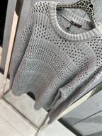 LAGOS - Open-Gauge Slate Grey Knit Crewneck