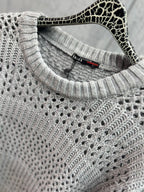 LAGOS - Open-Gauge Slate Grey Knit Crewneck